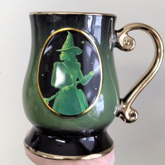 Wicked DEFY GRAVITY Elphaba Mug, Double Sided Pedestal Style Mug w/ Gold Accents - Picture 4 of 8